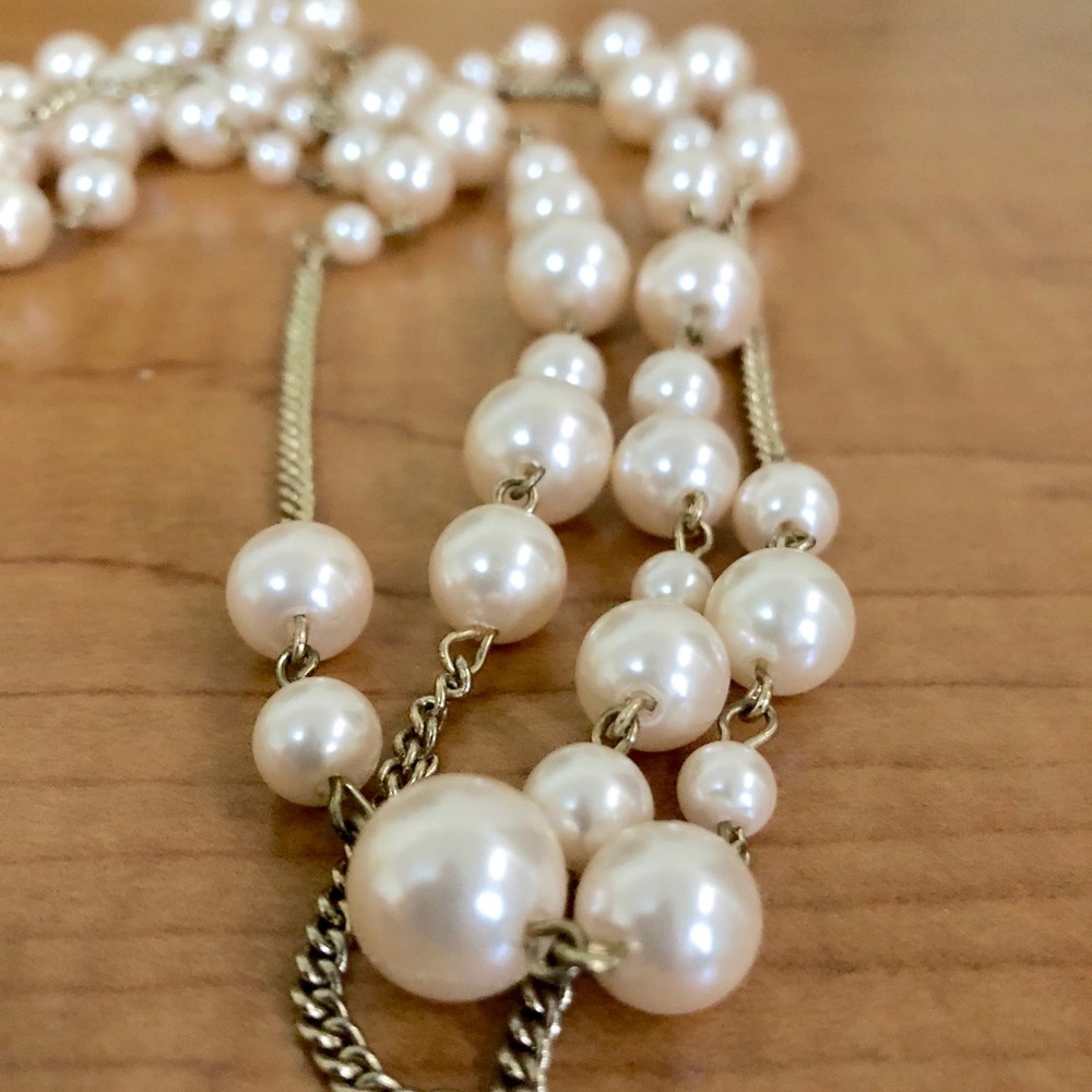 Pearl Rose Pink Gold Necklace Long